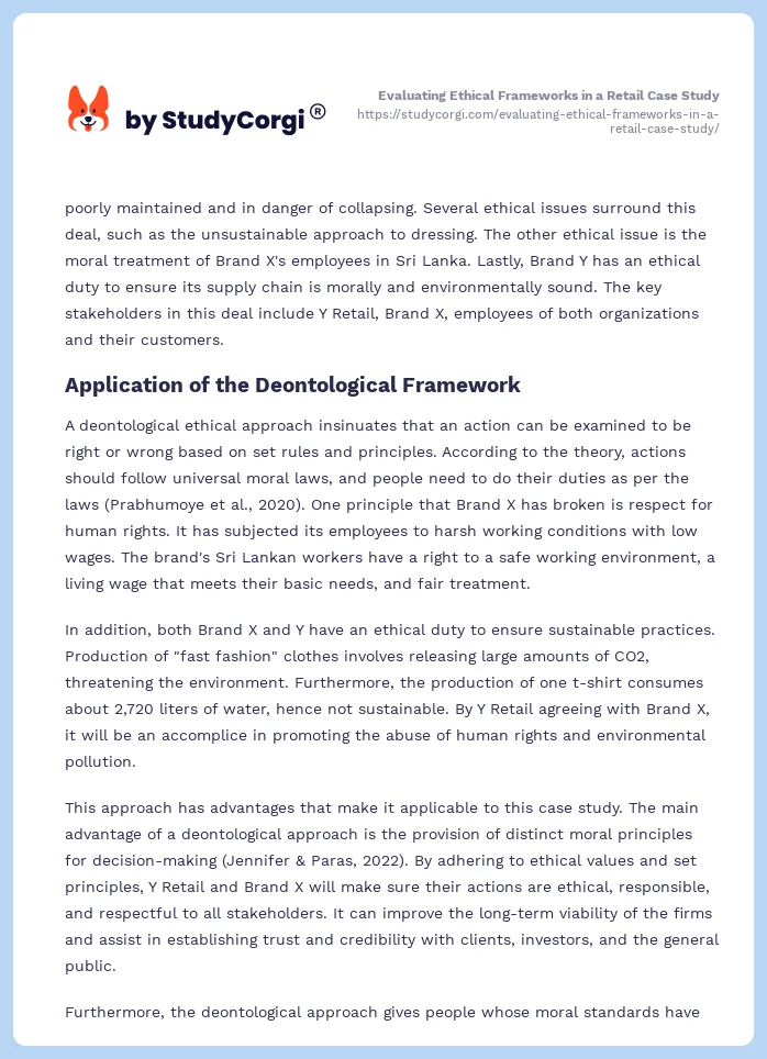 Evaluating Ethical Frameworks in a Retail Case Study. Page 2