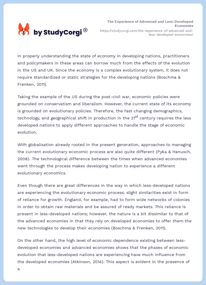 The Experience of Advanced and Less-Developed Economies. Page 2