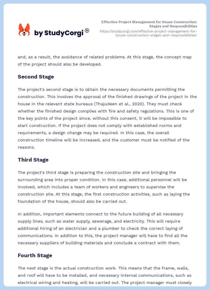 Effective Project Management for House Construction: Stages and Responsibilities. Page 2