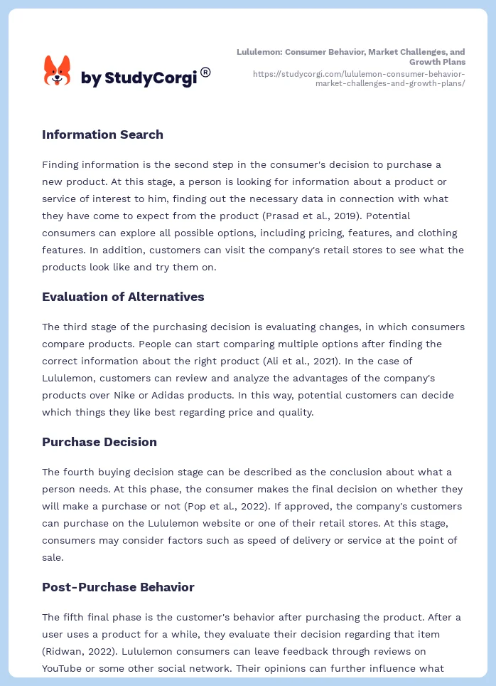 Lululemon: Consumer Behavior, Market Challenges, and Growth Plans. Page 2