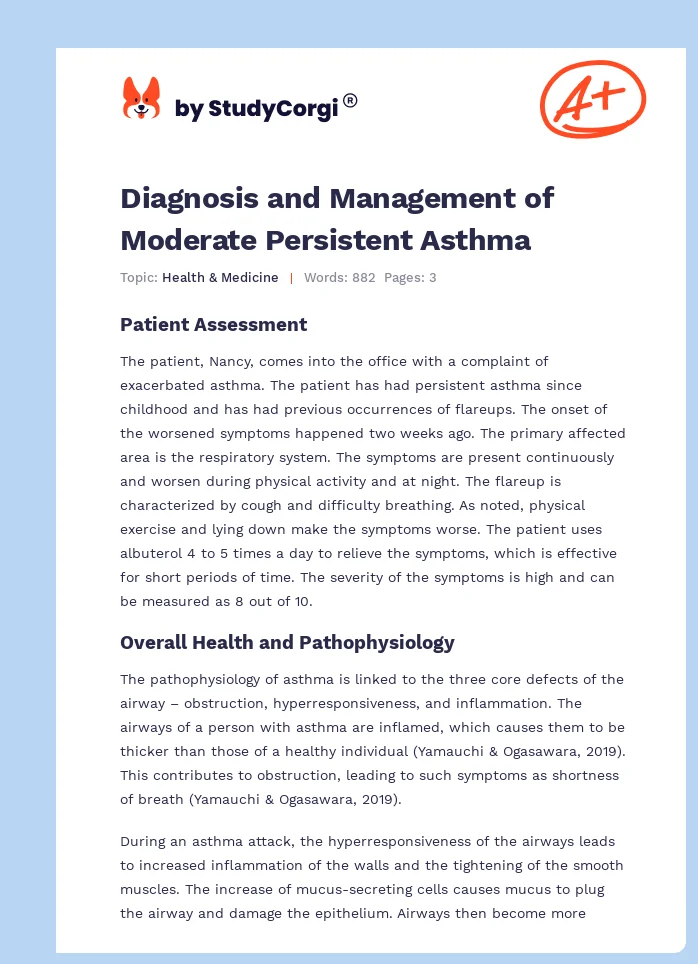 Diagnosis and Management of Moderate Persistent Asthma. Page 1