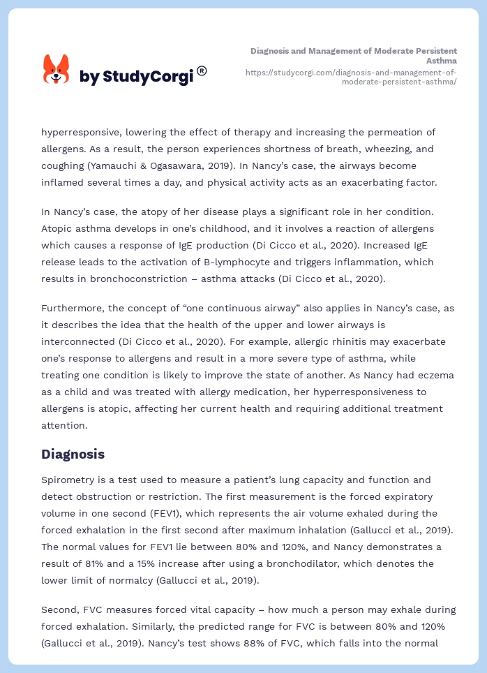 Diagnosis and Management of Moderate Persistent Asthma. Page 2