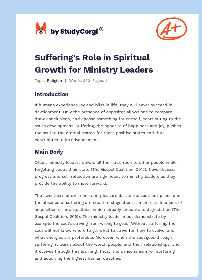 Suffering's Role in Spiritual Growth for Ministry Leaders. Page 1