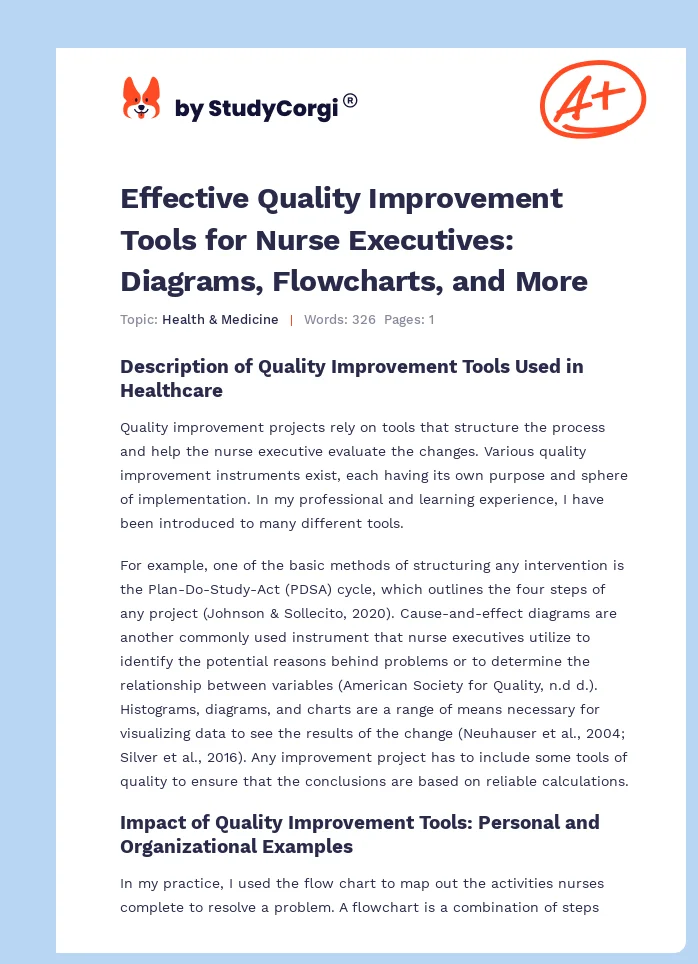 Effective Quality Improvement Tools for Nurse Executives: Diagrams, Flowcharts, and More. Page 1