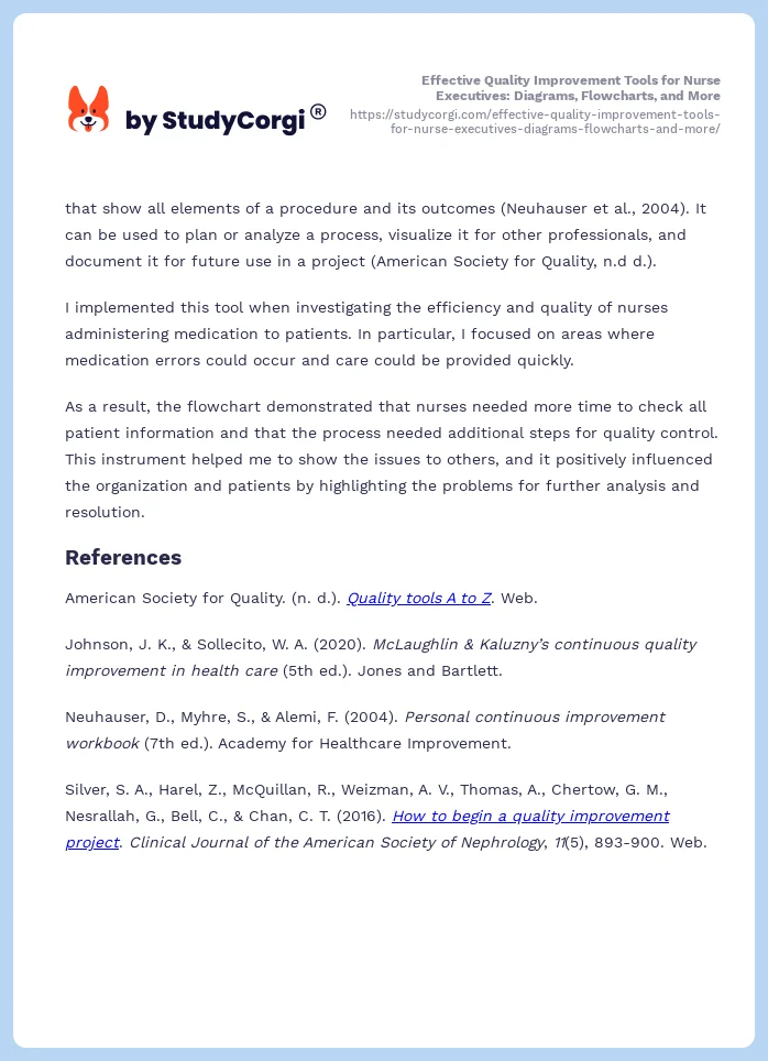 Effective Quality Improvement Tools for Nurse Executives: Diagrams, Flowcharts, and More. Page 2