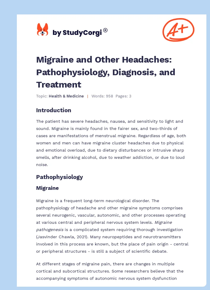 Migraine and Other Headaches: Pathophysiology, Diagnosis, and Treatment. Page 1