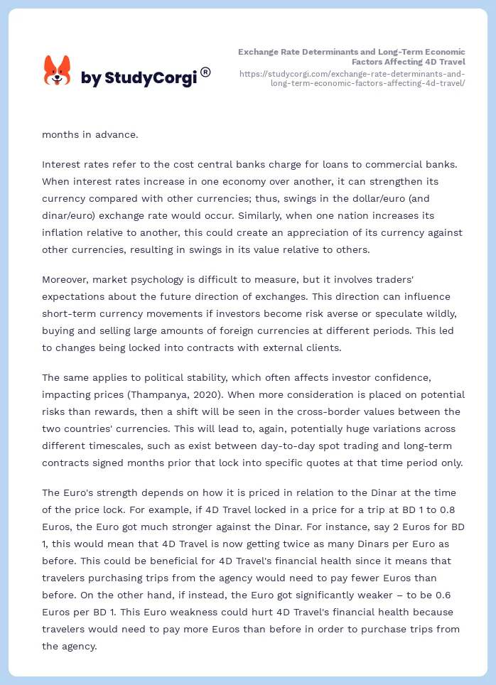 Exchange Rate Determinants and Long-Term Economic Factors Affecting 4D Travel. Page 2