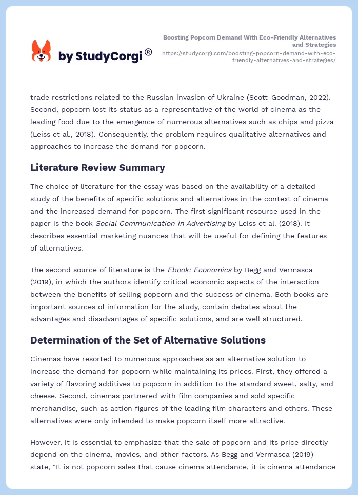 Boosting Popcorn Demand With Eco-Friendly Alternatives and Strategies. Page 2