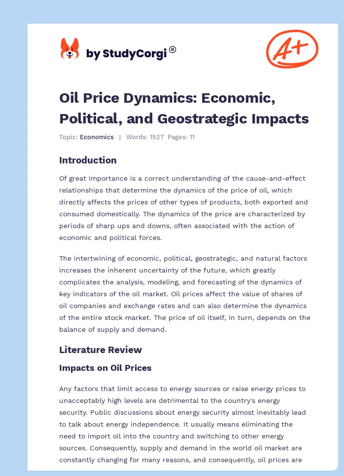 Oil Price Dynamics: Economic, Political, and Geostrategic Impacts. Page 1