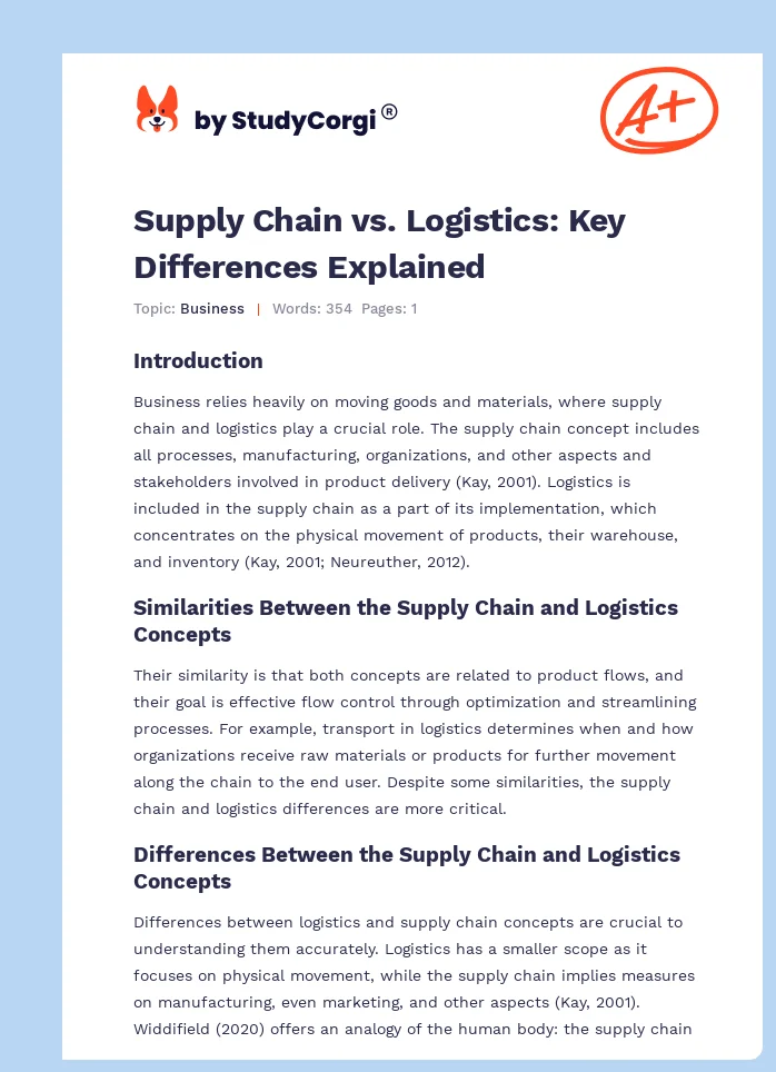 Supply Chain vs. Logistics: Key Differences Explained. Page 1