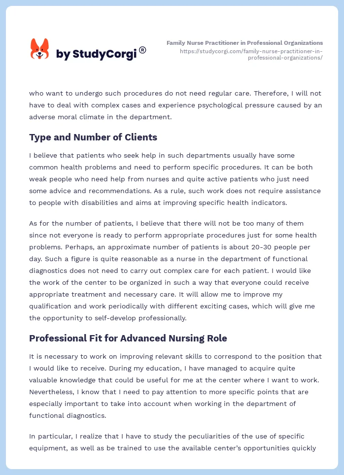 Family Nurse Practitioner in Professional Organizations. Page 2