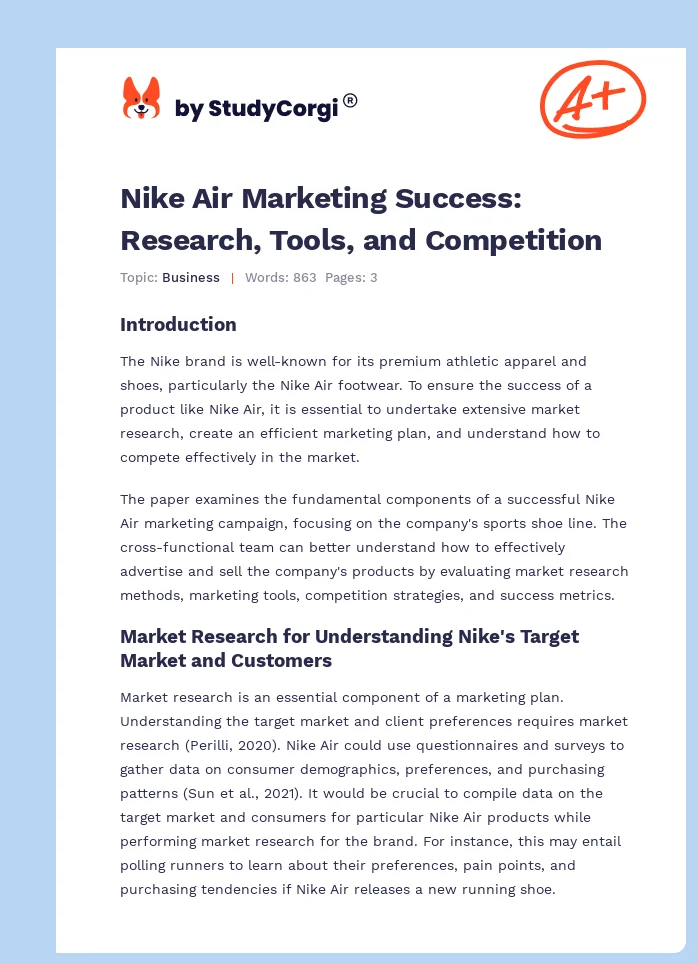 Nike Air Marketing Success: Research, Tools, and Competition. Page 1