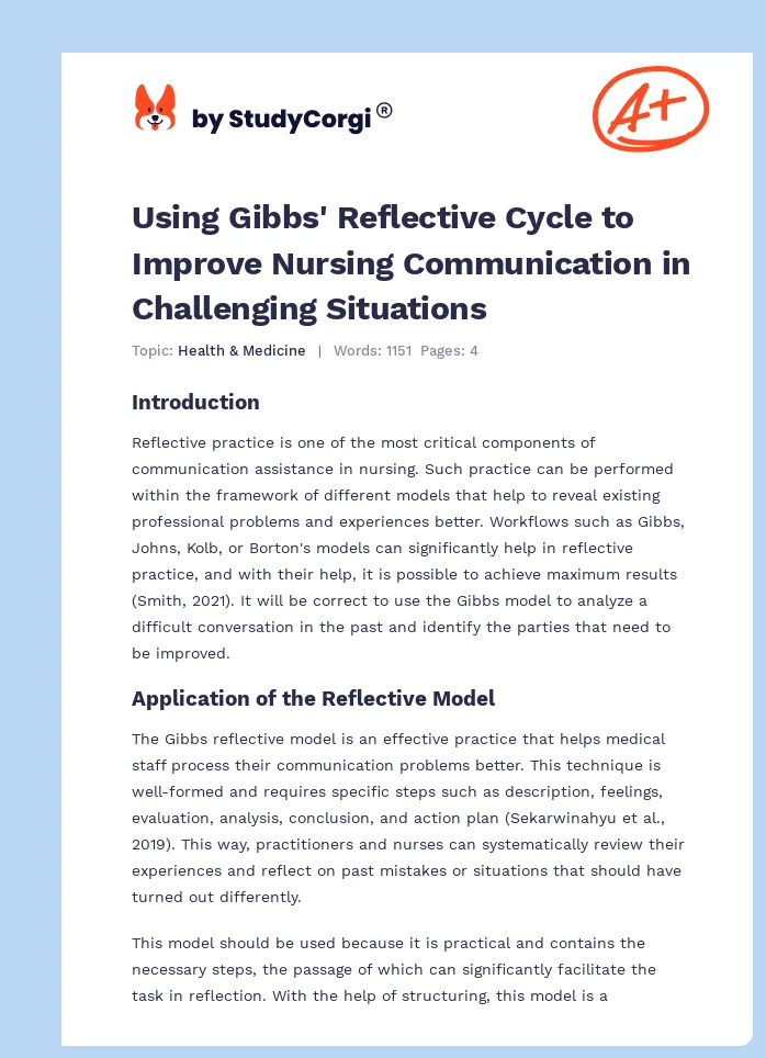 Using Gibbs' Reflective Cycle to Improve Nursing Communication in Challenging Situations. Page 1