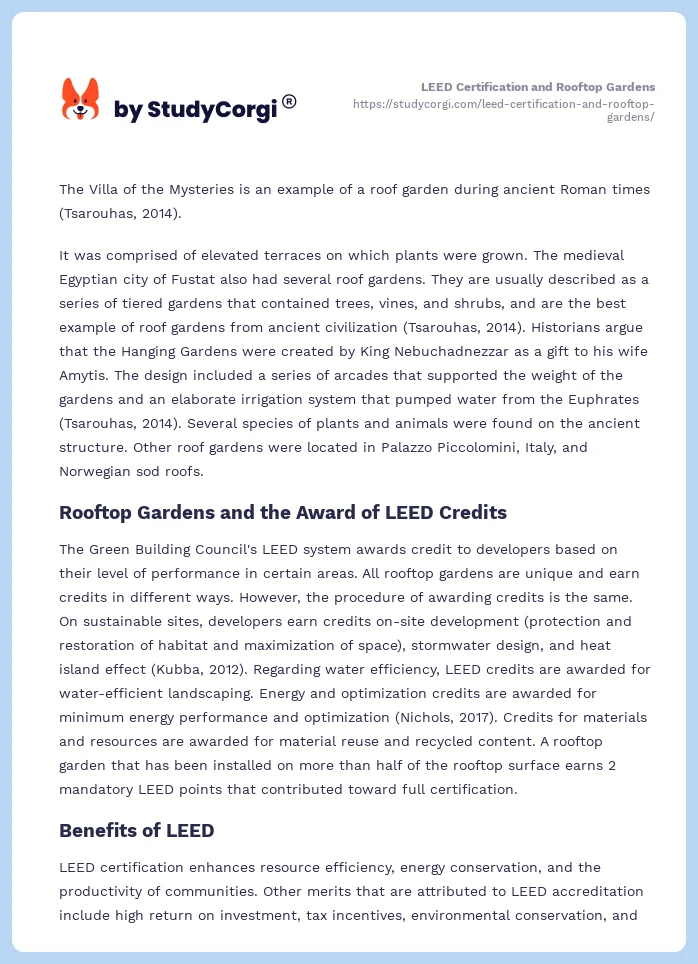 LEED Certification and Rooftop Gardens. Page 2