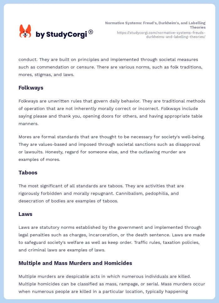 Normative Systems: Freud's, Durkheim's, and Labelling Theories. Page 2