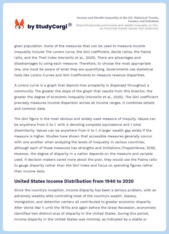 Income and Wealth Inequality in the US: Historical Trends, Causes, and Solutions. Page 2