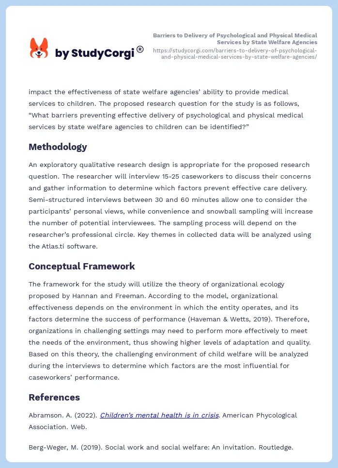 Barriers to Delivery of Psychological and Physical Medical Services by State Welfare Agencies. Page 2