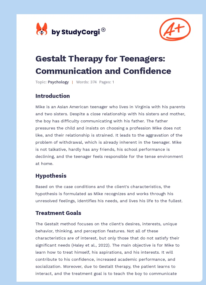 Gestalt Therapy for Teenagers: Communication and Confidence. Page 1