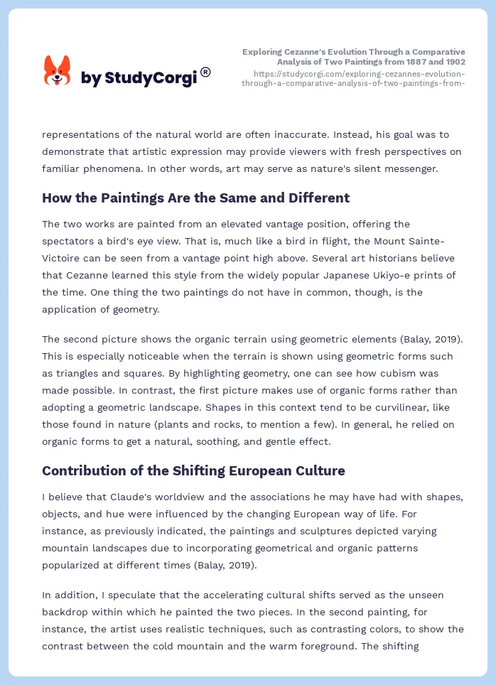 Exploring Cezanne's Evolution Through a Comparative Analysis of Two Paintings from 1887 and 1902. Page 2