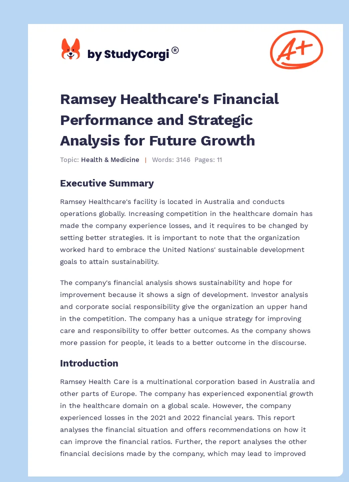 Ramsey Healthcare's Financial Performance and Strategic Analysis for Future Growth. Page 1