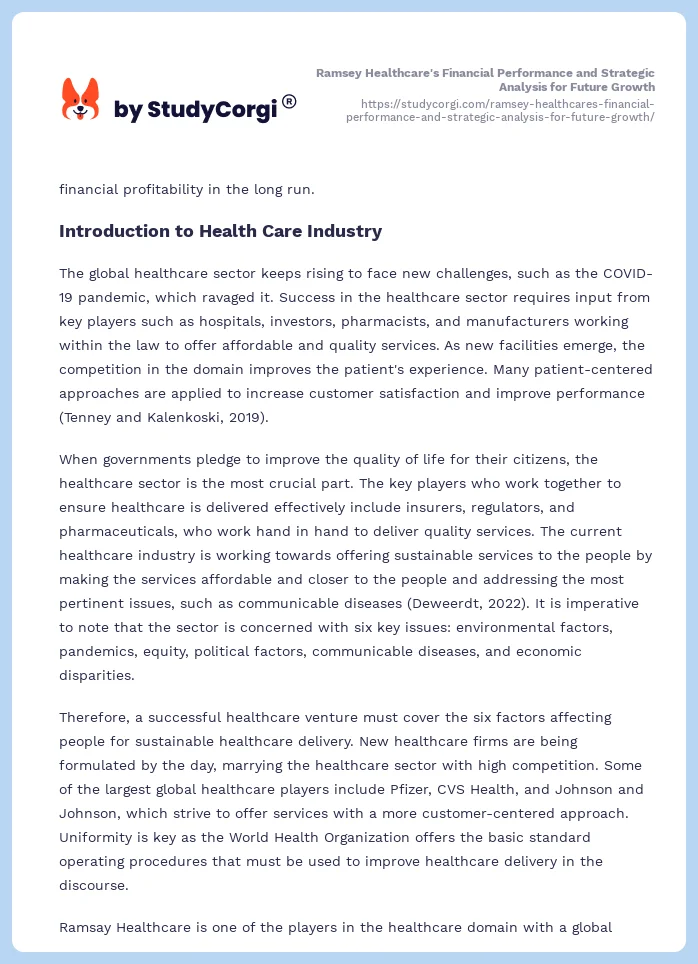 Ramsey Healthcare's Financial Performance and Strategic Analysis for Future Growth. Page 2