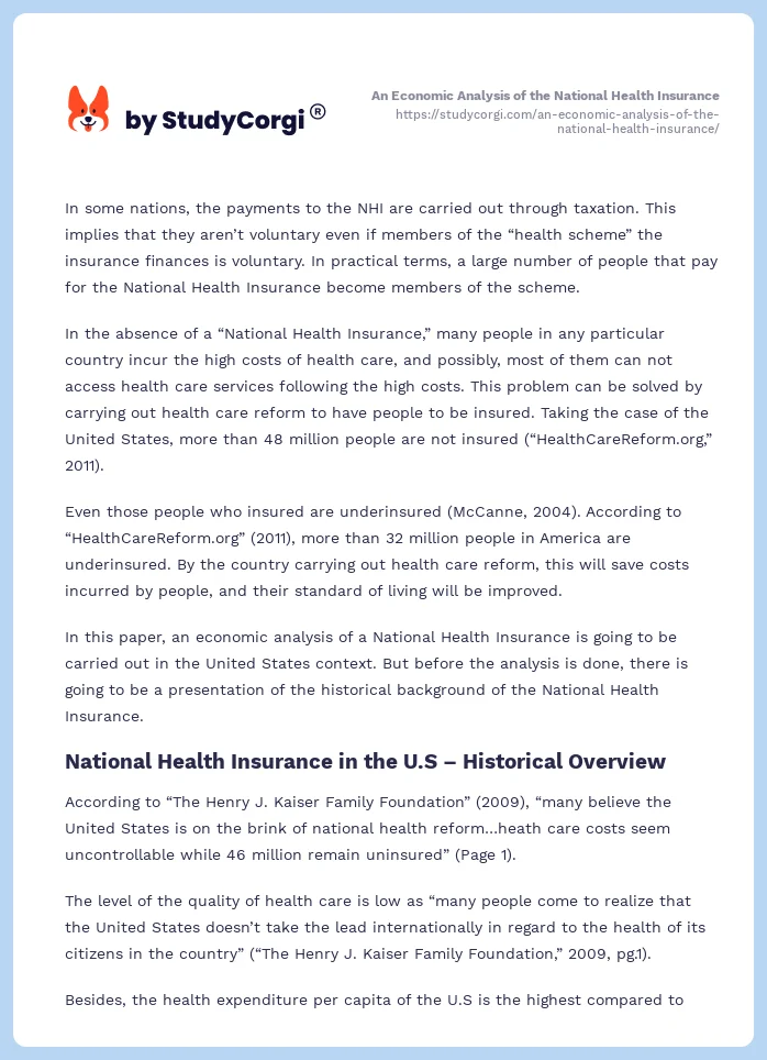 An Economic Analysis of the National Health Insurance. Page 2
