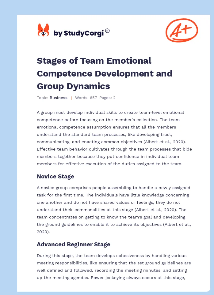 Stages of Team Emotional Competence Development and Group Dynamics. Page 1