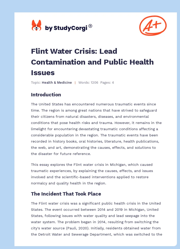 Flint Water Crisis: Lead Contamination and Public Health Issues. Page 1