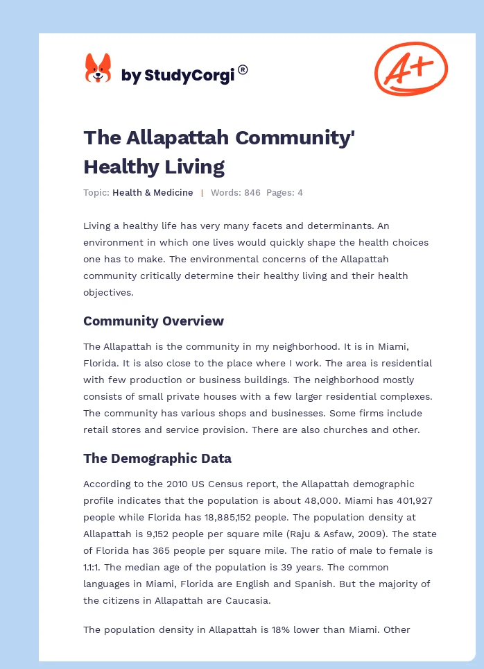 The Allapattah Community' Healthy Living. Page 1