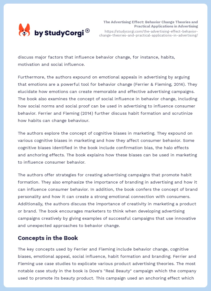 The Advertising Effect: Behavior Change Theories and Practical Applications in Advertising. Page 2