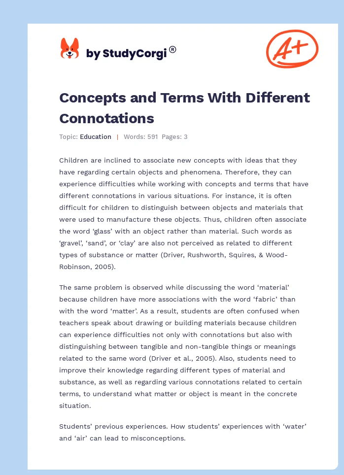 Concepts and Terms With Different Connotations. Page 1