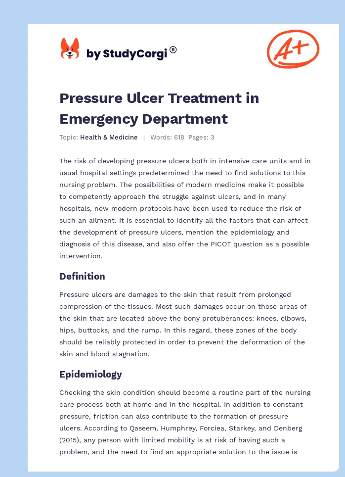 Pressure Ulcer Treatment in Emergency Department. Page 1