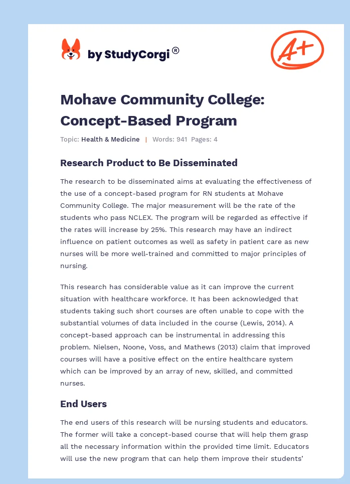 Mohave Community College: Concept-Based Program. Page 1