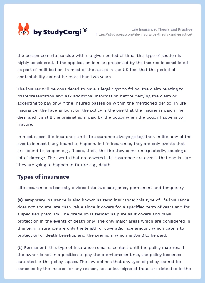 Life Insurance: Theory and Practice. Page 2