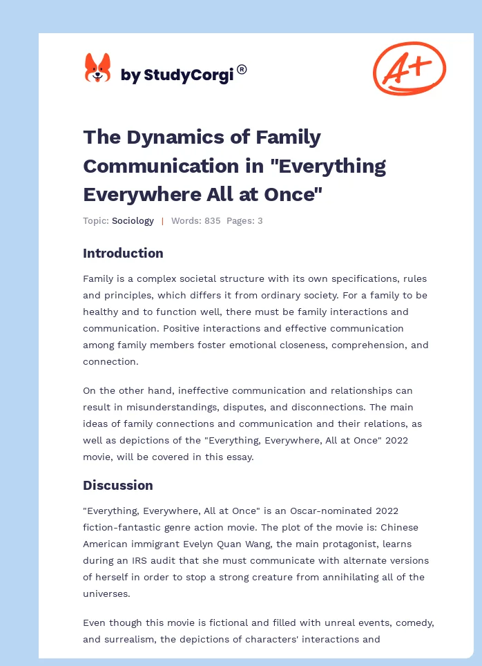 The Dynamics of Family Communication in "Everything Everywhere All at Once". Page 1