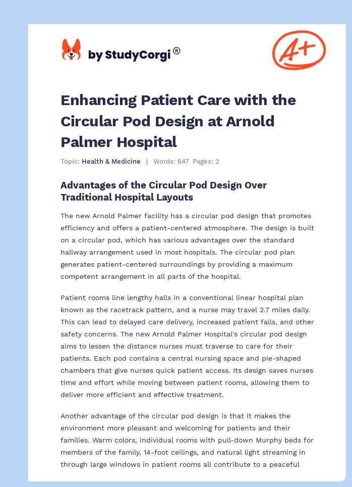 Enhancing Patient Care with the Circular Pod Design at Arnold Palmer Hospital. Page 1