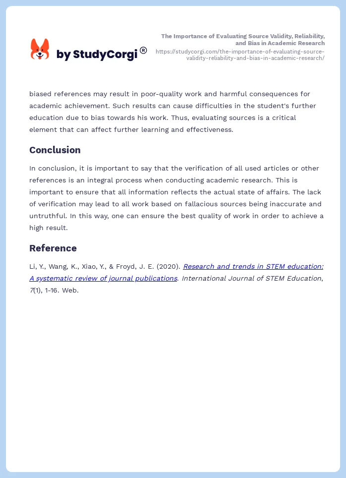 The Importance of Evaluating Source Validity, Reliability, and Bias in Academic Research. Page 2