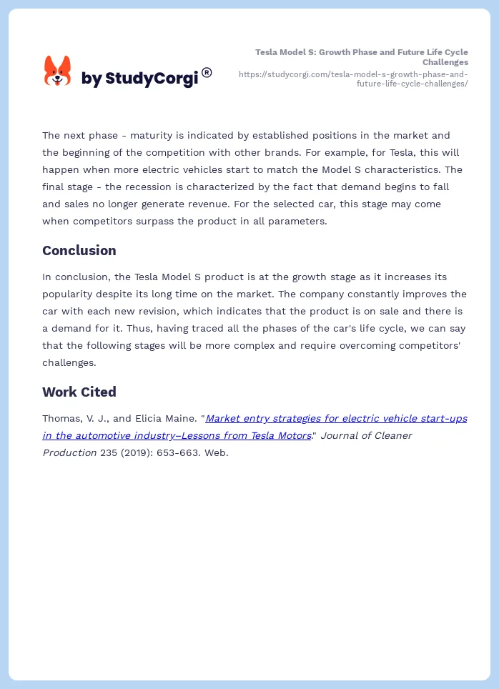 Tesla Model S: Growth Phase and Future Life Cycle Challenges. Page 2