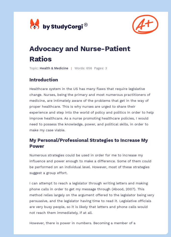 Advocacy and Nurse-Patient Ratios. Page 1