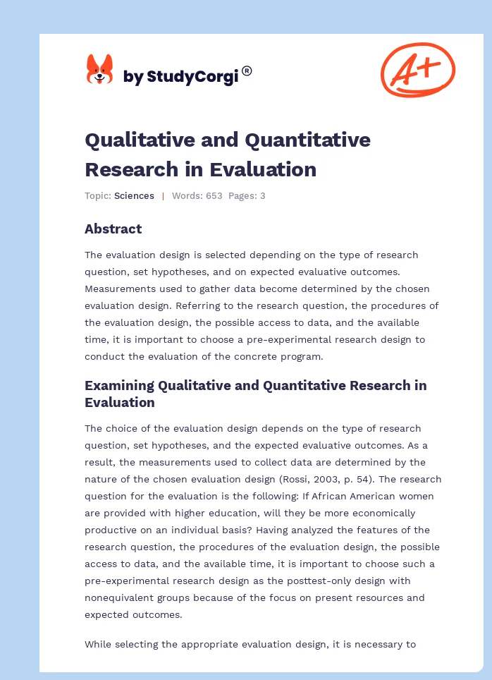 Qualitative and Quantitative Research in Evaluation. Page 1