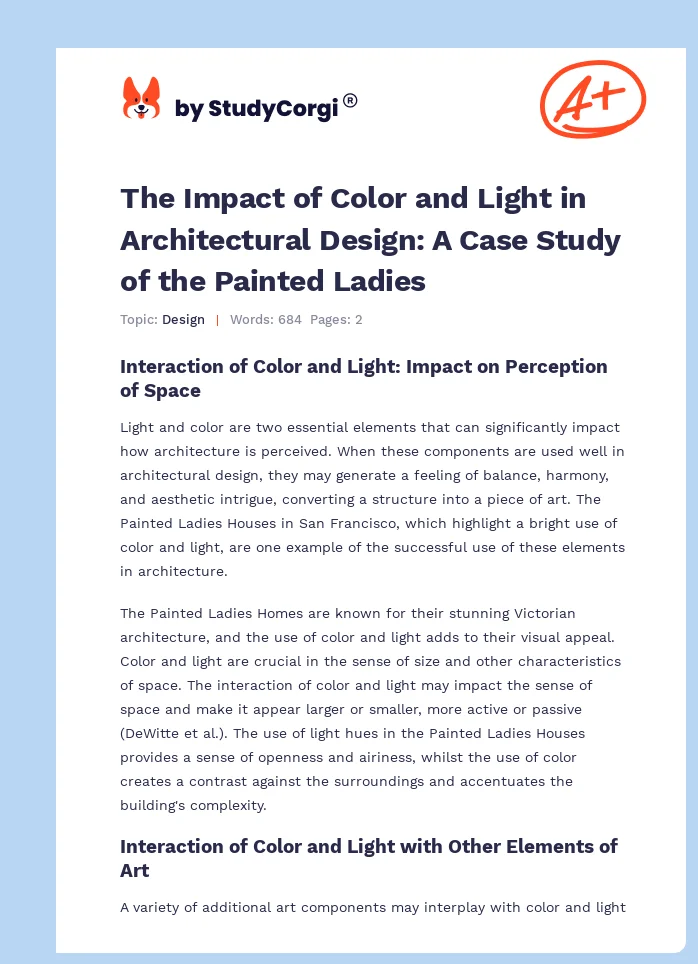 The Impact of Color and Light in Architectural Design: A Case Study of the Painted Ladies. Page 1