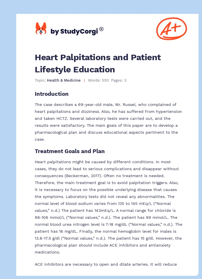 Heart Palpitations and Patient Lifestyle Education. Page 1