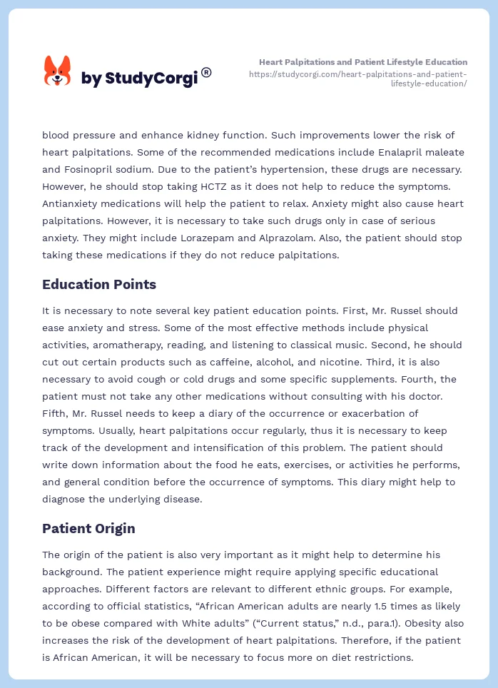 Heart Palpitations and Patient Lifestyle Education. Page 2