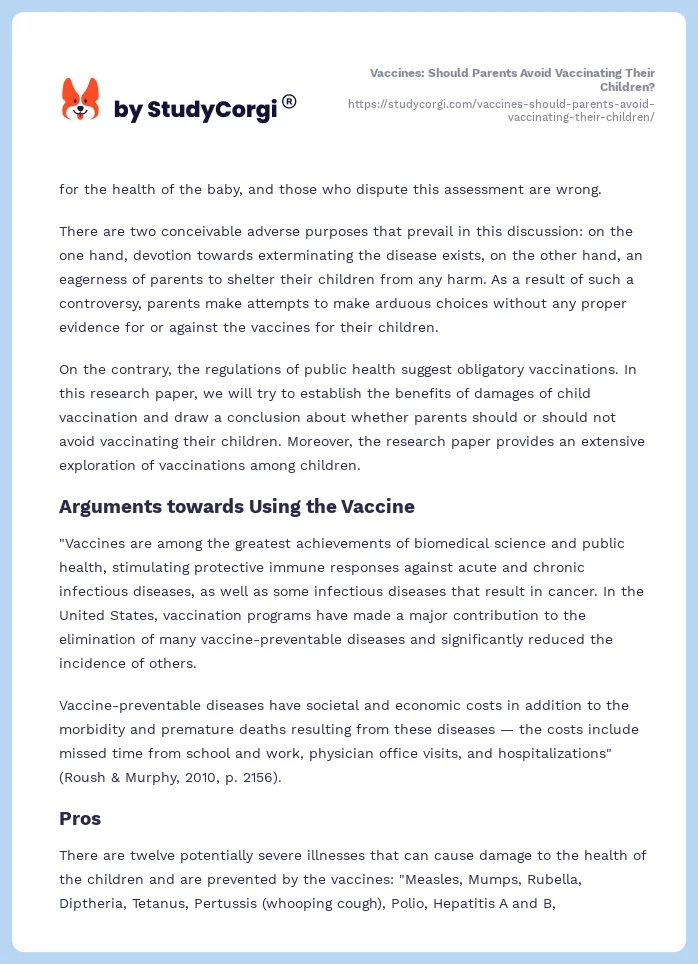 Vaccines: Should Parents Avoid Vaccinating Their Children?. Page 2