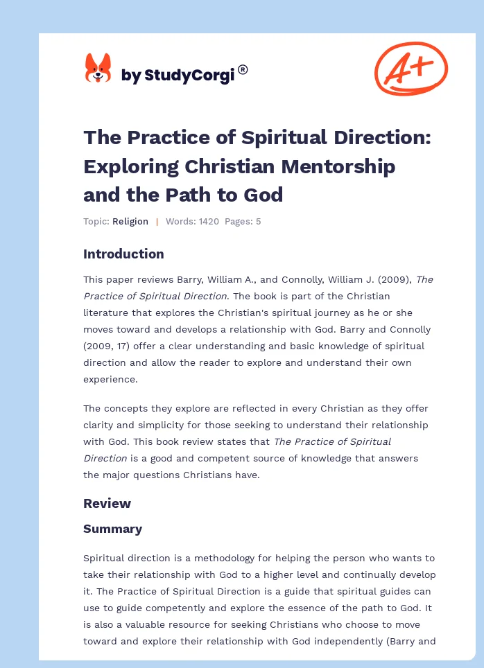 The Practice of Spiritual Direction: Exploring Christian Mentorship and the Path to God. Page 1