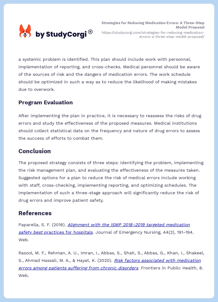 Strategies for Reducing Medication Errors: A Three-Step Model Proposal. Page 2