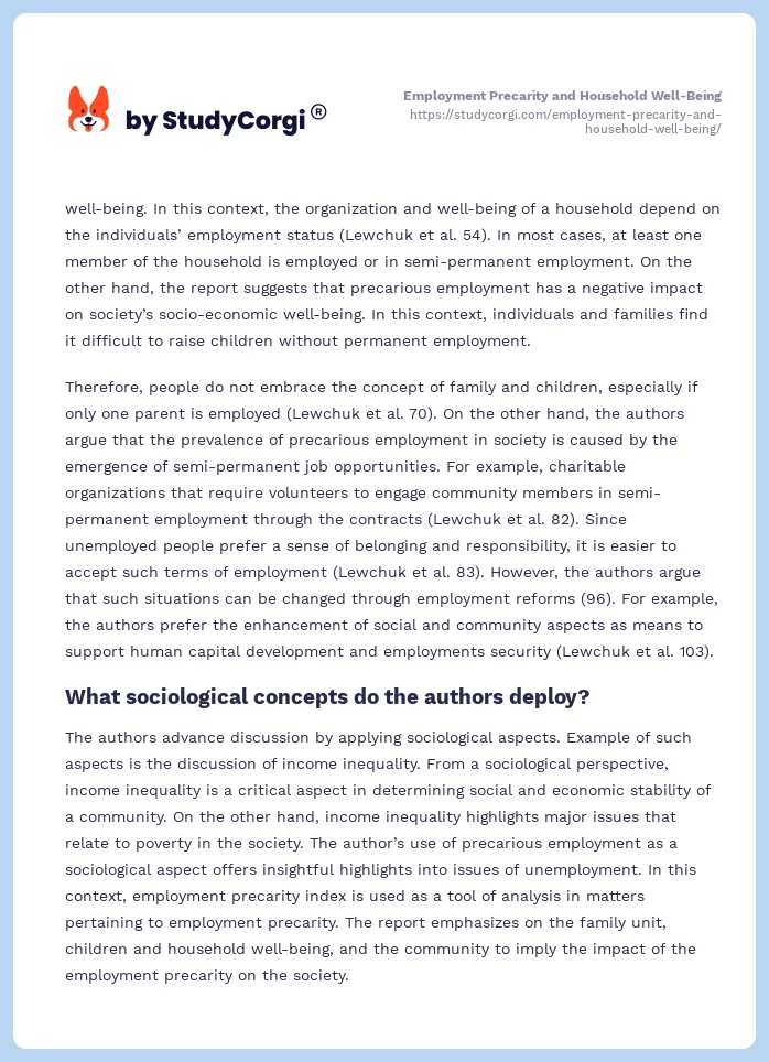 Employment Precarity and Household Well-Being. Page 2