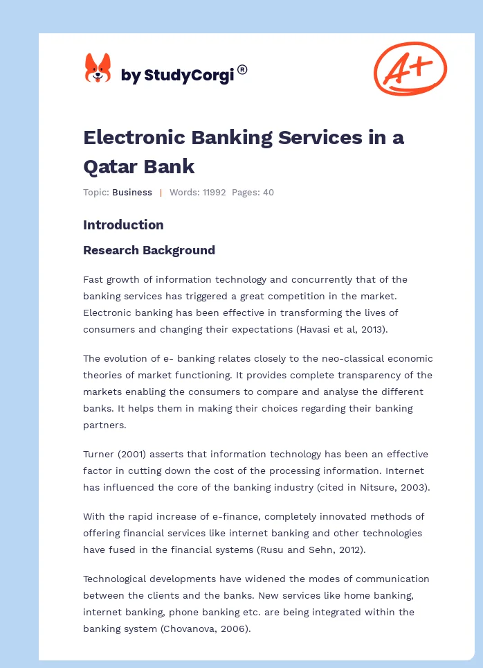 Electronic Banking Services in a Qatar Bank. Page 1