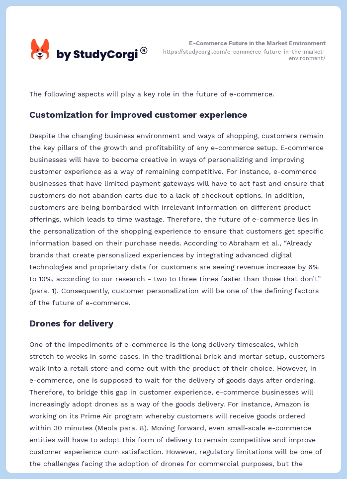 E-Commerce Future in the Market Environment. Page 2