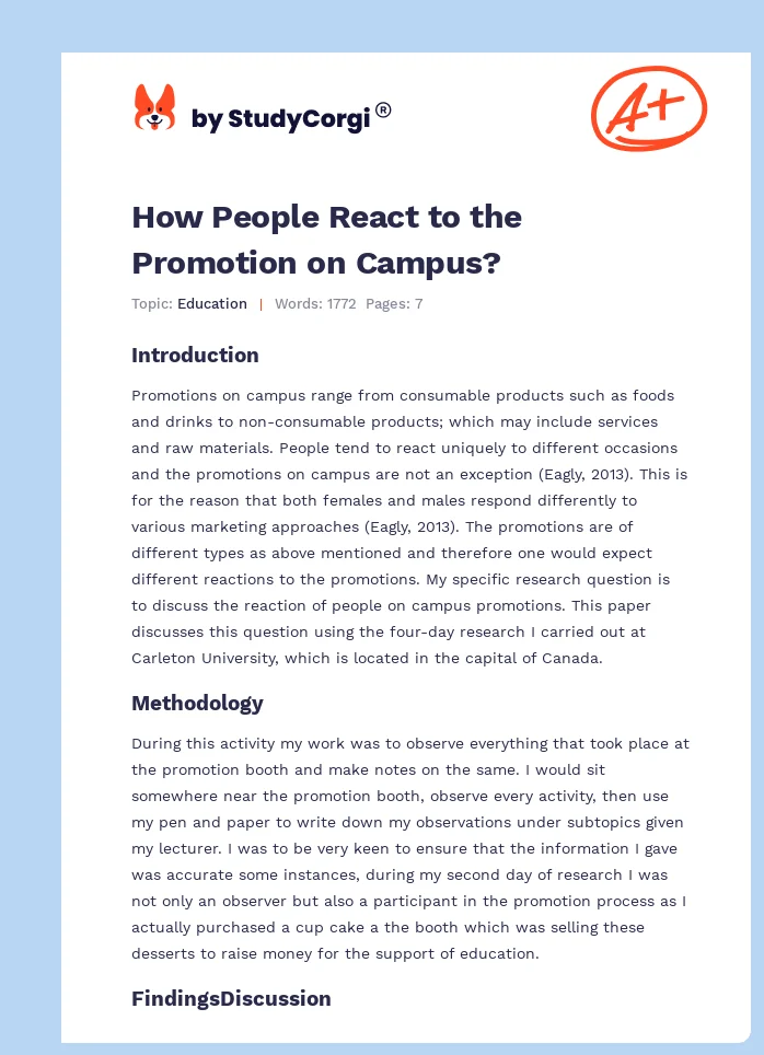How People React to the Promotion on Campus?. Page 1